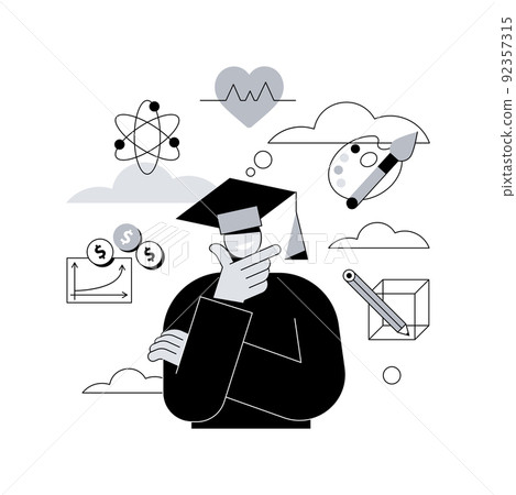 College choice abstract concept vector illustration. College choice advisor, rankings, career assessment test, graduation, important decision, higher education, choose institute abstract metaphor. 92357315