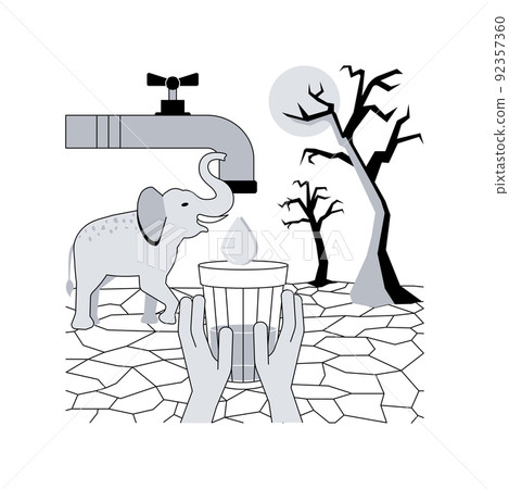 Lack of fresh water abstract concept vector illustration. Drinking water contamination, lack of sanitation service, drought, shortage of fresh water, environmental issue abstract metaphor. Lack of fresh water abstract concept vector illustration. Drinking water contamination, lack of sanitation service, drought, shortage of fresh water, environmental issue abstract metaphor. 92357360