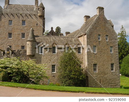 the scotish coast and a castle in the highlands 92359098