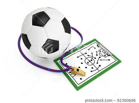 A football and a whistle - 3d render illustration 92360686