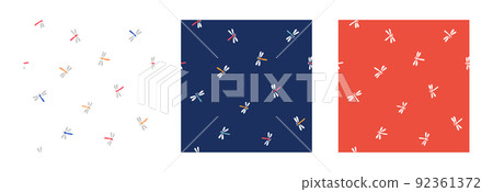 Dragonfly pattern set-Seamless pattern-2way-Hand drawn 92361372