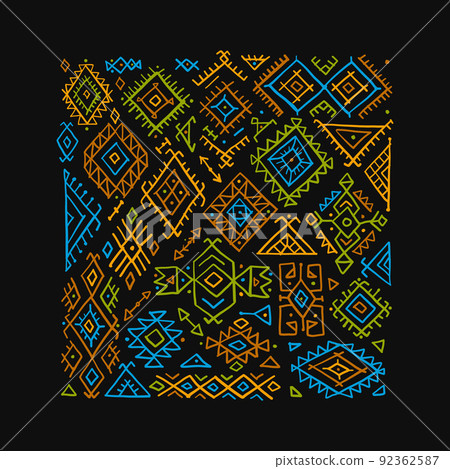 Tribal decorative background. Ethnic collection. Aztec geometric pattern. Native american ornament. Vector illustration 92362587