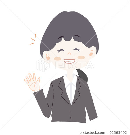 一個穿著招聘西裝的女孩(新員工/上班族)微笑著打招呼的插圖 一個穿著招聘西裝的女孩(新員工/上班族)微笑著打招呼的插圖 92363492