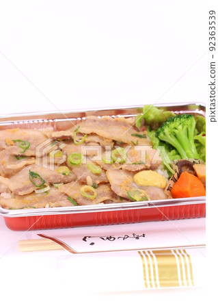Pork miso-grilled lunch box, grilled meat, miso-flavored, bright background 92363539
