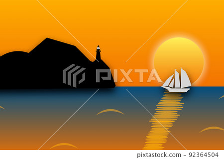 在海中的日落 92364504