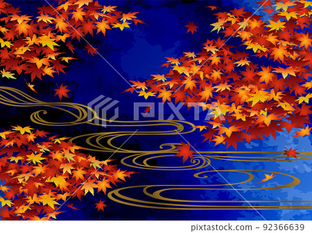 裝飾背景-秋葉和夜空中的自來水 裝飾背景-秋葉和夜空中的自來水 92366639