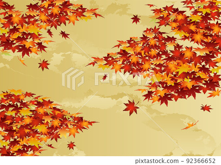 裝飾背景-金葉與秋葉 92366652