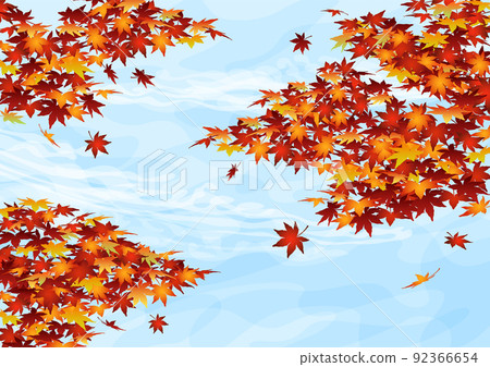 裝飾背景-藍天中的秋葉 92366654