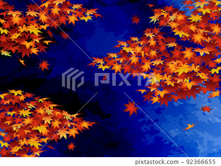 夜空中的裝飾背景-秋葉 92366655