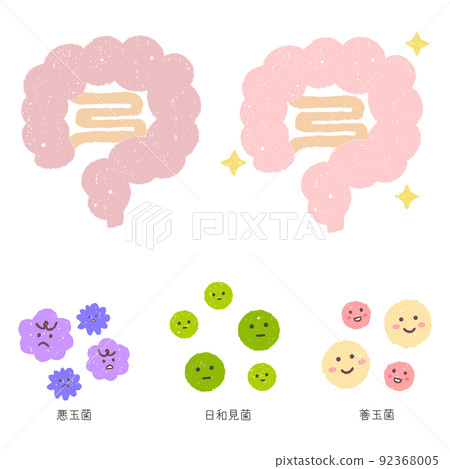 手繪腸道和細菌 92368005