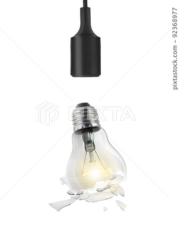 Broken bulb, isolated white background Broken bulb, isolated white background 92368977