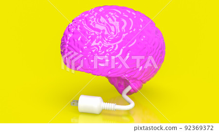 The pink brain and white electric plug for creative or business concept 3d rendering 92369372
