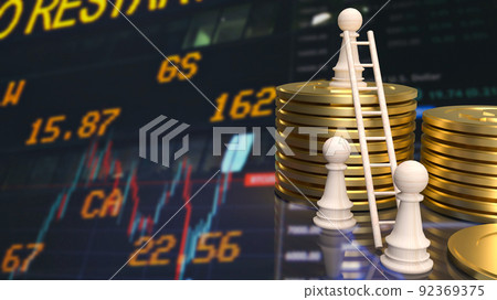The wood chess and silver coins for business concept 3d rendering 92369375
