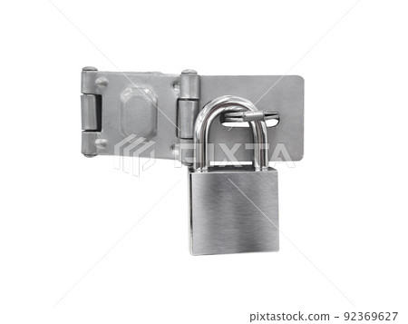 A padlock on an door 92369627