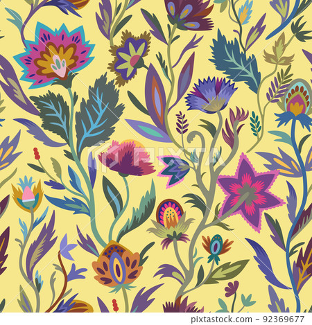 Vintage floral ornamental pattern in victorian style for decor, wallpaper, fabric design. Pastel gentle whimsical ornament 92369677