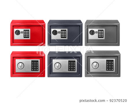 Steel bank safe on a white background Steel bank safe on a white background 92370520