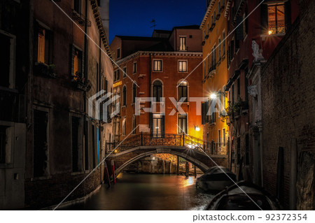 Venice canal at night Venice canal at night 92372354