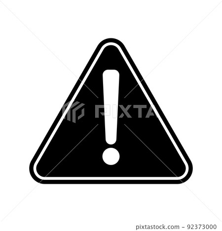 Warning black vector icon on white background-插圖素材 [92373000] - PIXTA圖庫