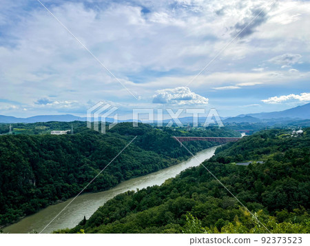 [Gifu sightseeing] Superb view and nature from the castle tower of Naegi Castle [Landscape of Hida] 92373523