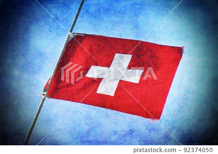 飄揚的瑞士國旗 92374050