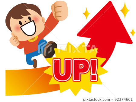 Grades, up, arrows, up, exams, exams, children, elementary school students, elementary school, smiles, grades up, letters, deviations, cram school 92374601