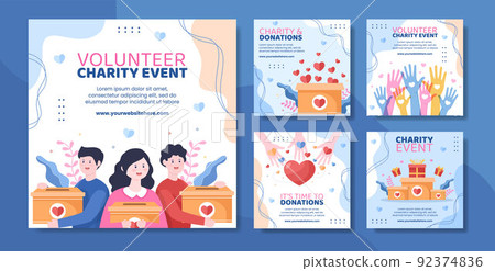 Charity Donation Social Media Post Template Flat Cartoon Background Vector Illustration Charity Donation Social Media Post Template Flat Cartoon Background Vector Illustration 92374836