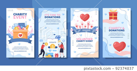 Charity Donation Social Media Stories Template Flat Cartoon Background Vector Illustration Charity Donation Social Media Stories Template Flat Cartoon Background Vector Illustration 92374837