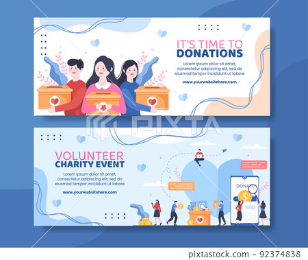 Charity Donation Horizontal Banner Template Flat Cartoon Background Vector Illustration Charity Donation Horizontal Banner Template Flat Cartoon Background Vector Illustration 92374838