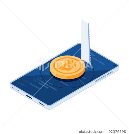 Isometric Hacker Use Saw Cutting The Floor to Stealing Bitcoin Isometric Hacker Use Saw Cutting The Floor to Stealing Bitcoin 92376398