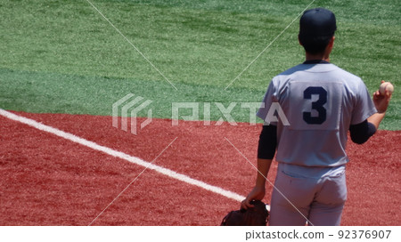 Back view of a baseball player Back view of a baseball player 92376907