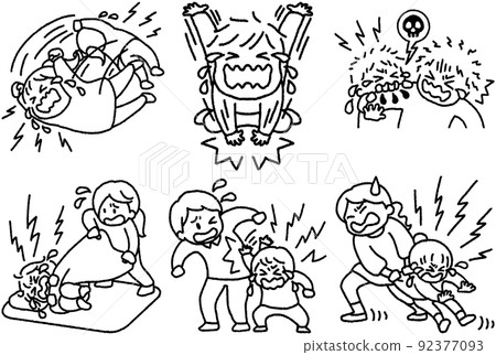 導致發脾氣和橫衝直撞的孩子的插圖集 92377093