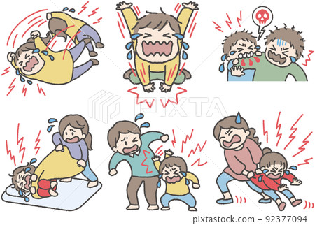 導致發脾氣和橫衝直撞的孩子的插圖集 92377094