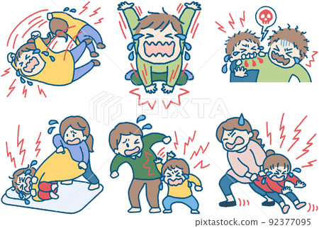 導致發脾氣和橫衝直撞的孩子的插圖集 92377095