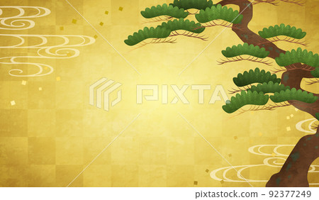 Vector illustration background of pine and gold... - Stock