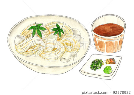 手繪水彩調味品和麵湯掛麵 手繪水彩調味品和麵湯掛麵 92378922