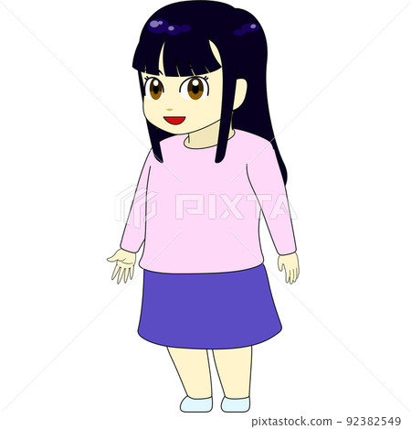 Chibi character illustration (female, sideways) - Stock Illustration ...