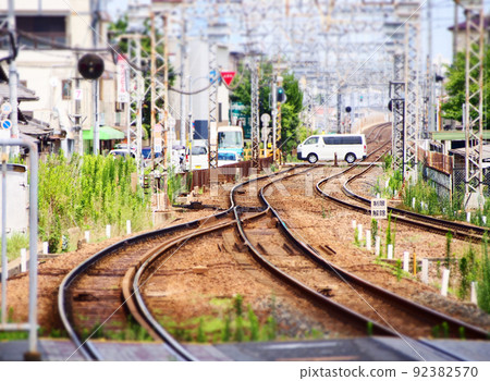 Railway scenery tilt shift Railway scenery tilt shift 92382570