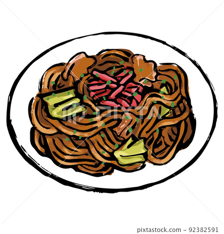 Illustration of sauce fried noodles 92382591