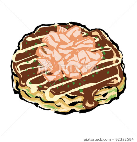 Illustration of Okonomiyaki Illustration of Okonomiyaki 92382594