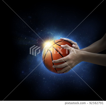 basketball ball in man's hand. basketball game concept basketball ball in man's hand. basketball game concept 92382791