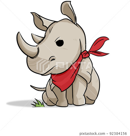 犀牛 紅圍巾犀牛 卡通犀牛 92384156