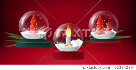 3d christmas snow ball globe. Merry xmas,... - Stock Illustration ...