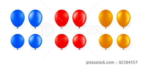 3D air balloons. Glossy and matte render inflated spheres for holiday celebration party. Isolated realistic helium shiny balls set. Anniversary holiday decoration element. Vector round bright shapes 92384557