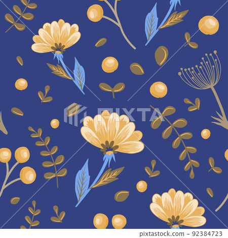 pattern beautiful red, pink flowers and herbs in vector for creating a bouquet, booklet, decorating 92384723