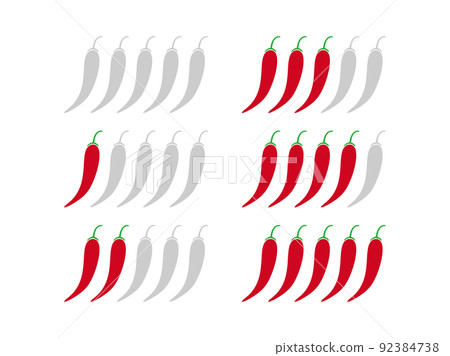 按食物菜單的辣度等級標記的辣椒圖標 92384738