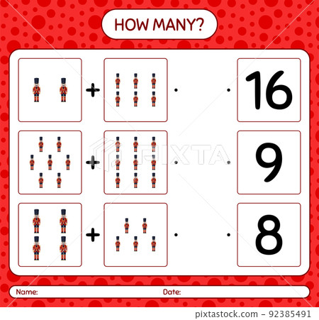 How many counting game with nutcracker. worksheet for preschool kids, kids activity sheet How many counting game with nutcracker. worksheet for preschool kids, kids activity sheet 92385491