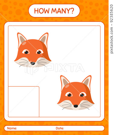How many counting game with red fox. worksheet for preschool kids, kids activity sheet How many counting game with red fox. worksheet for preschool kids, kids activity sheet 92385620