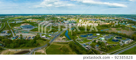 Beautiful aerial panoramic view shot of Daugavpils city 92385828