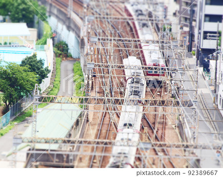 Railway scenery tilt shift Railway scenery tilt shift 92389667