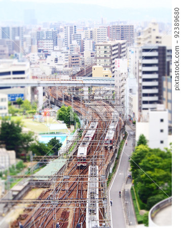 Railway scenery tilt shift Railway scenery tilt shift 92389680